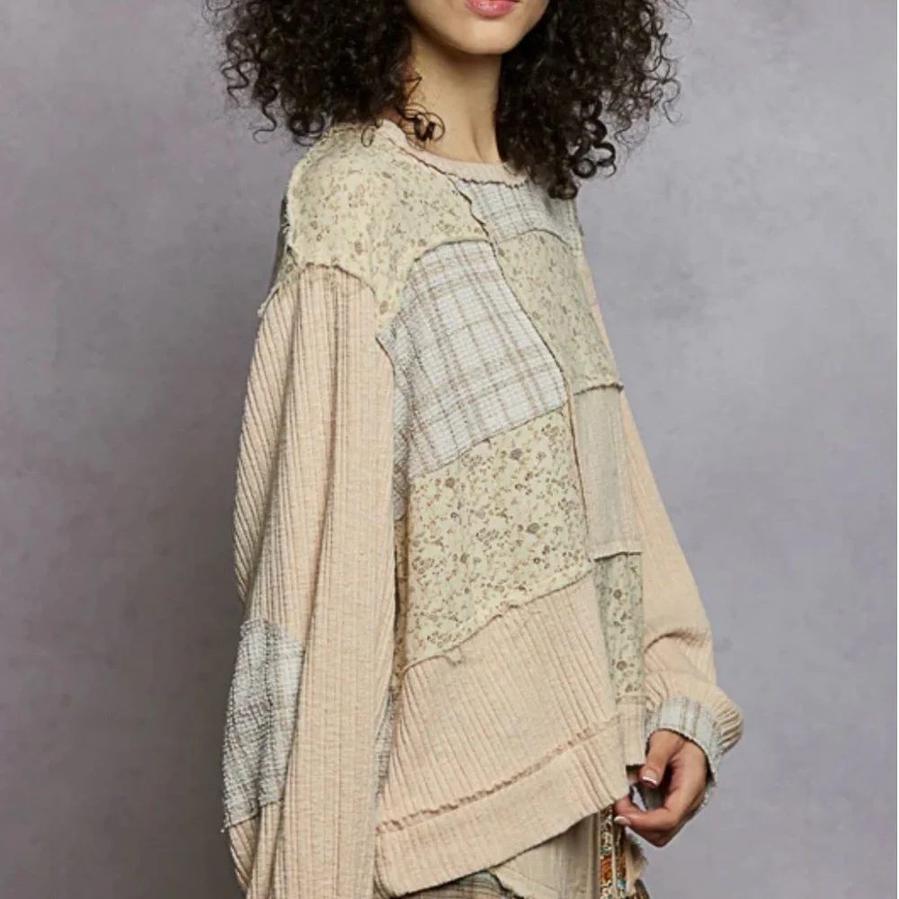 POL Patchwork Ribbed Top - Picture 3 of 6